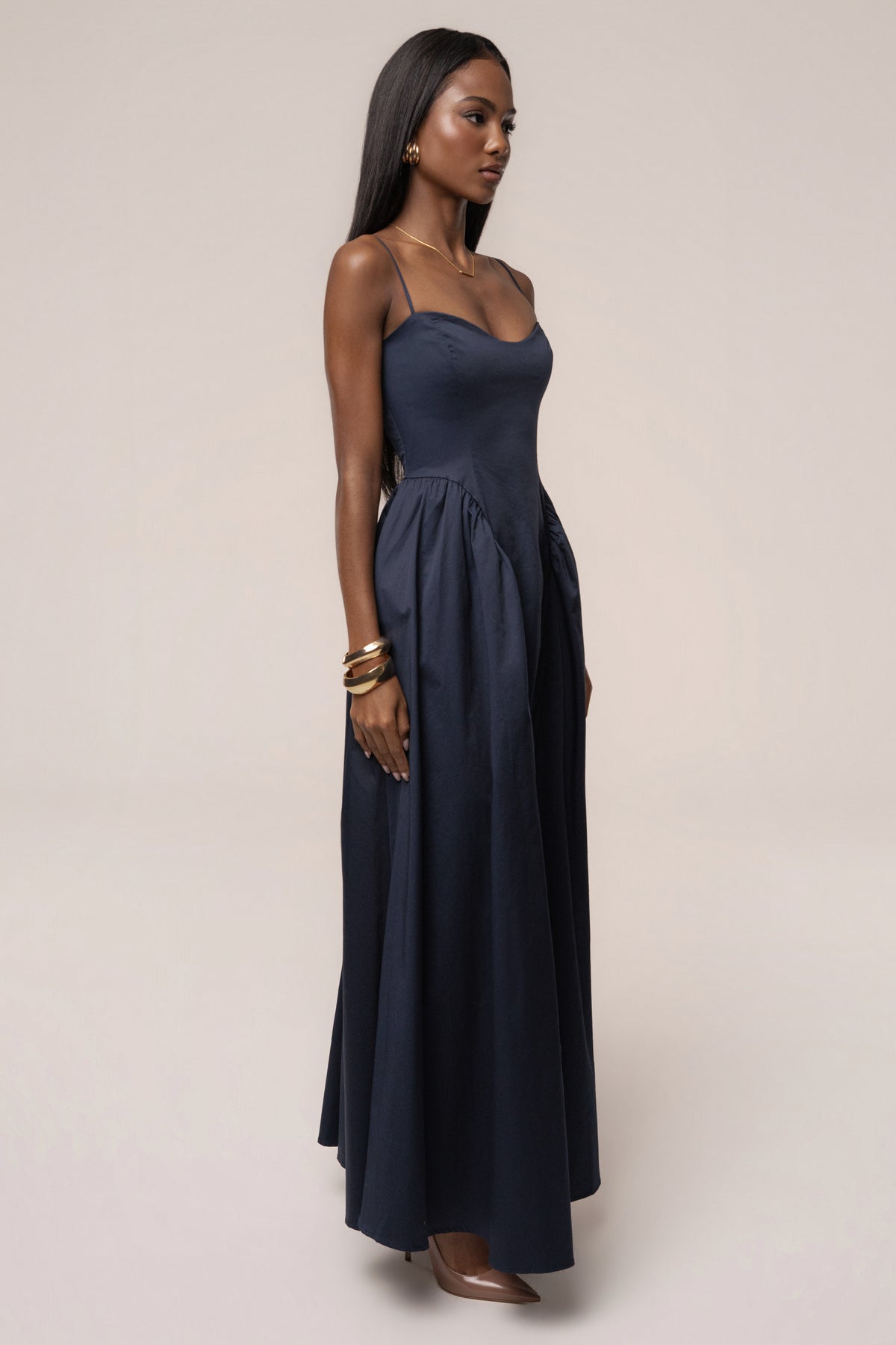 Robe maxi Sculpted Grace bleu marine