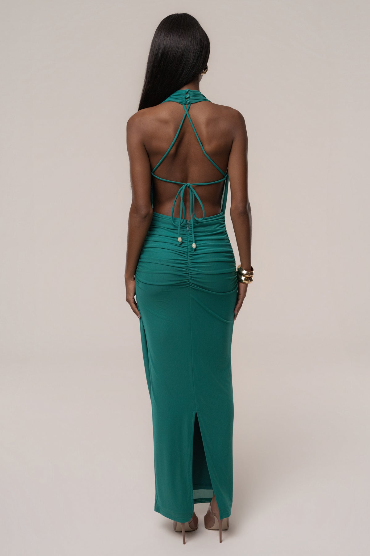 Green Alaina Plunge Maxi Dress