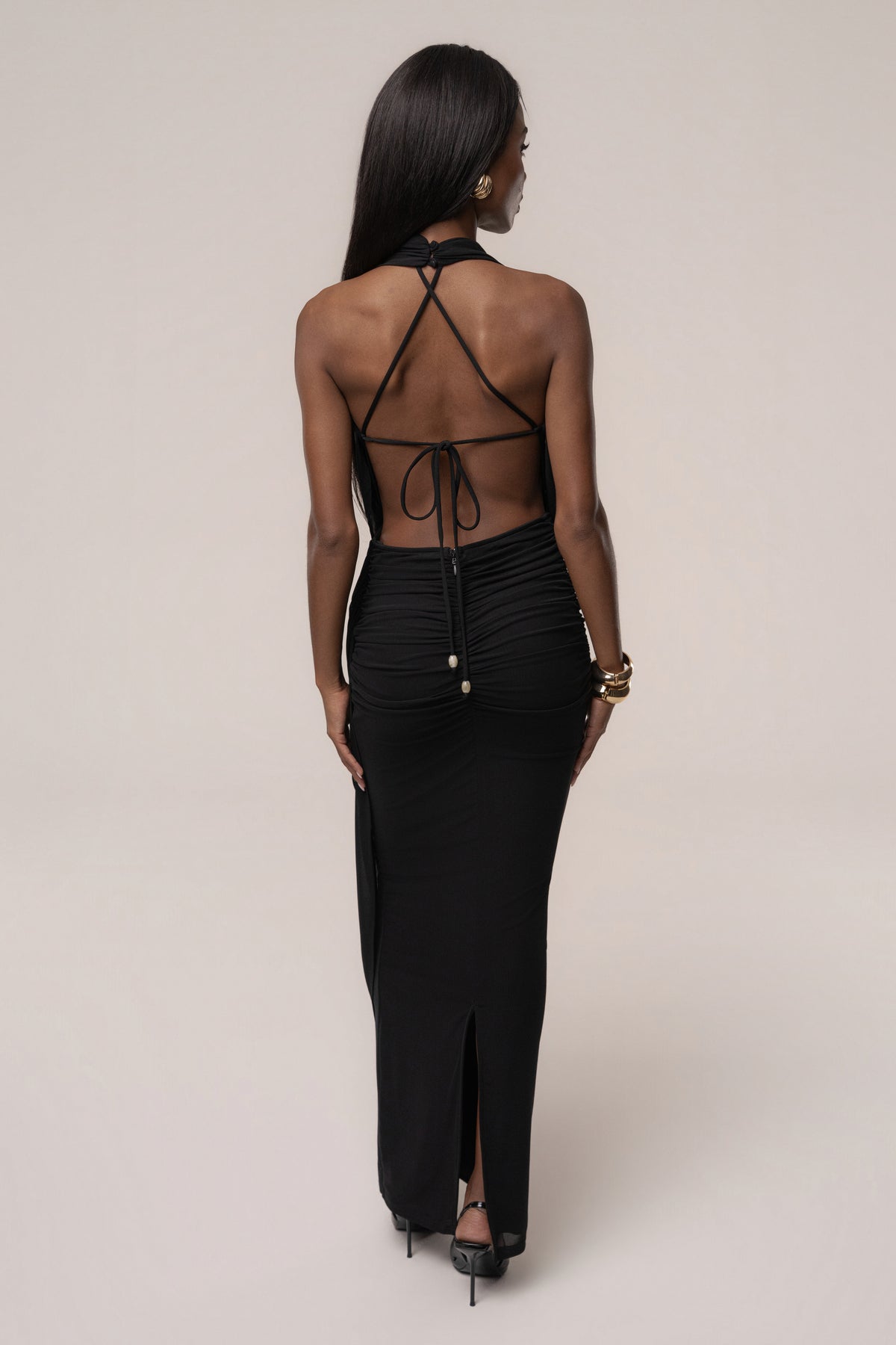 Black Alaina Plunge Maxi Dress