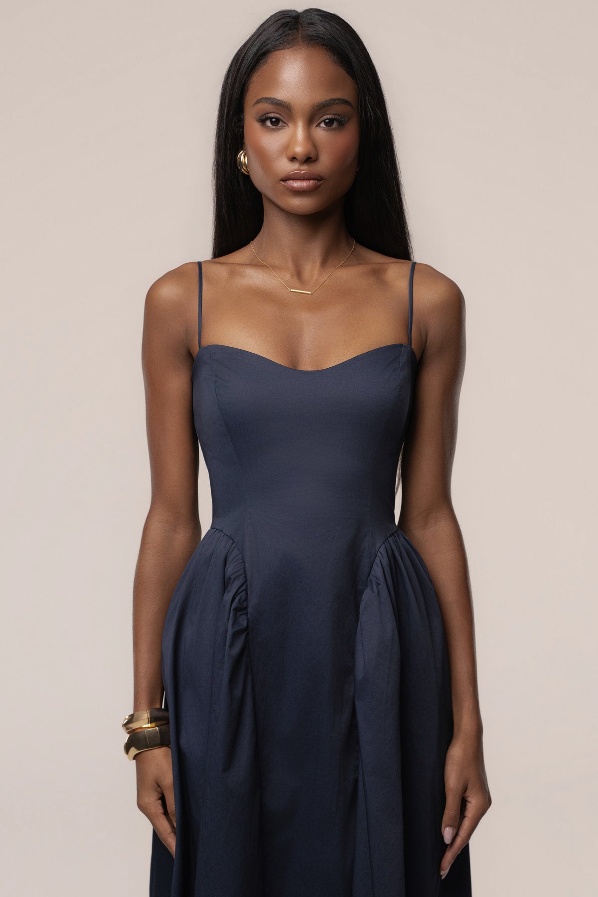 Robe maxi Sculpted Grace bleu marine