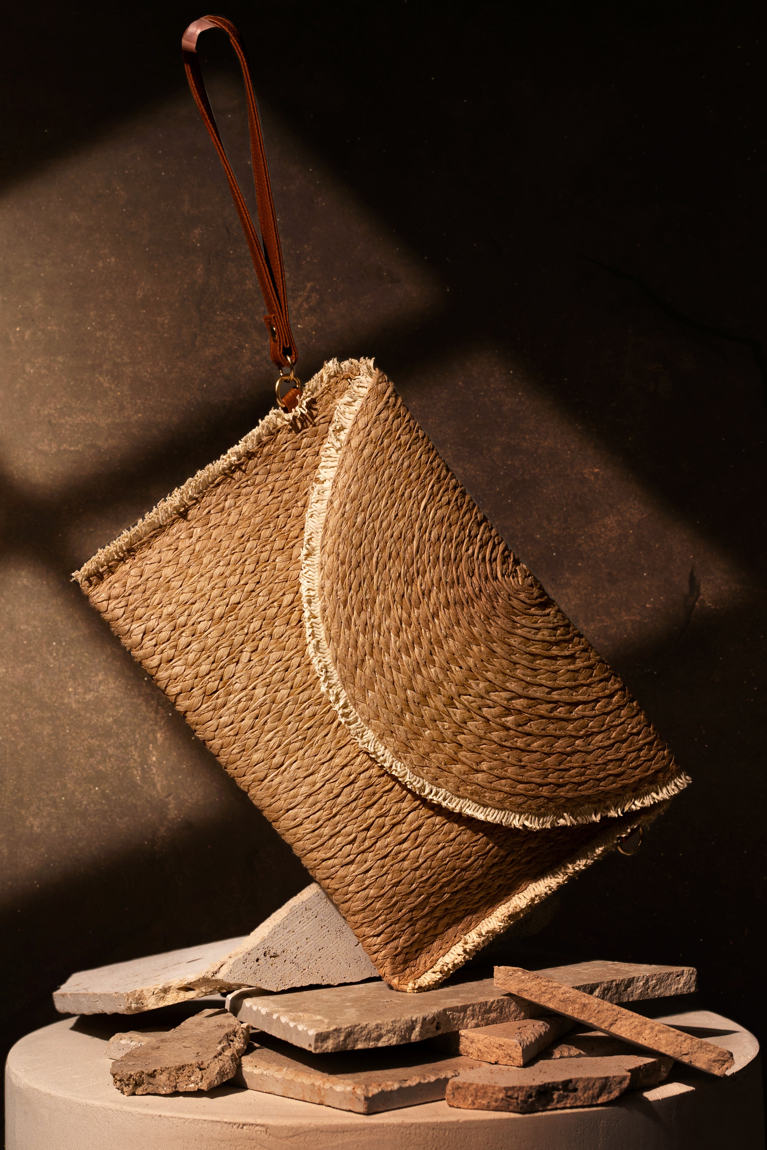 Natural Kallie Straw Woven Clutch JLUXLABEL