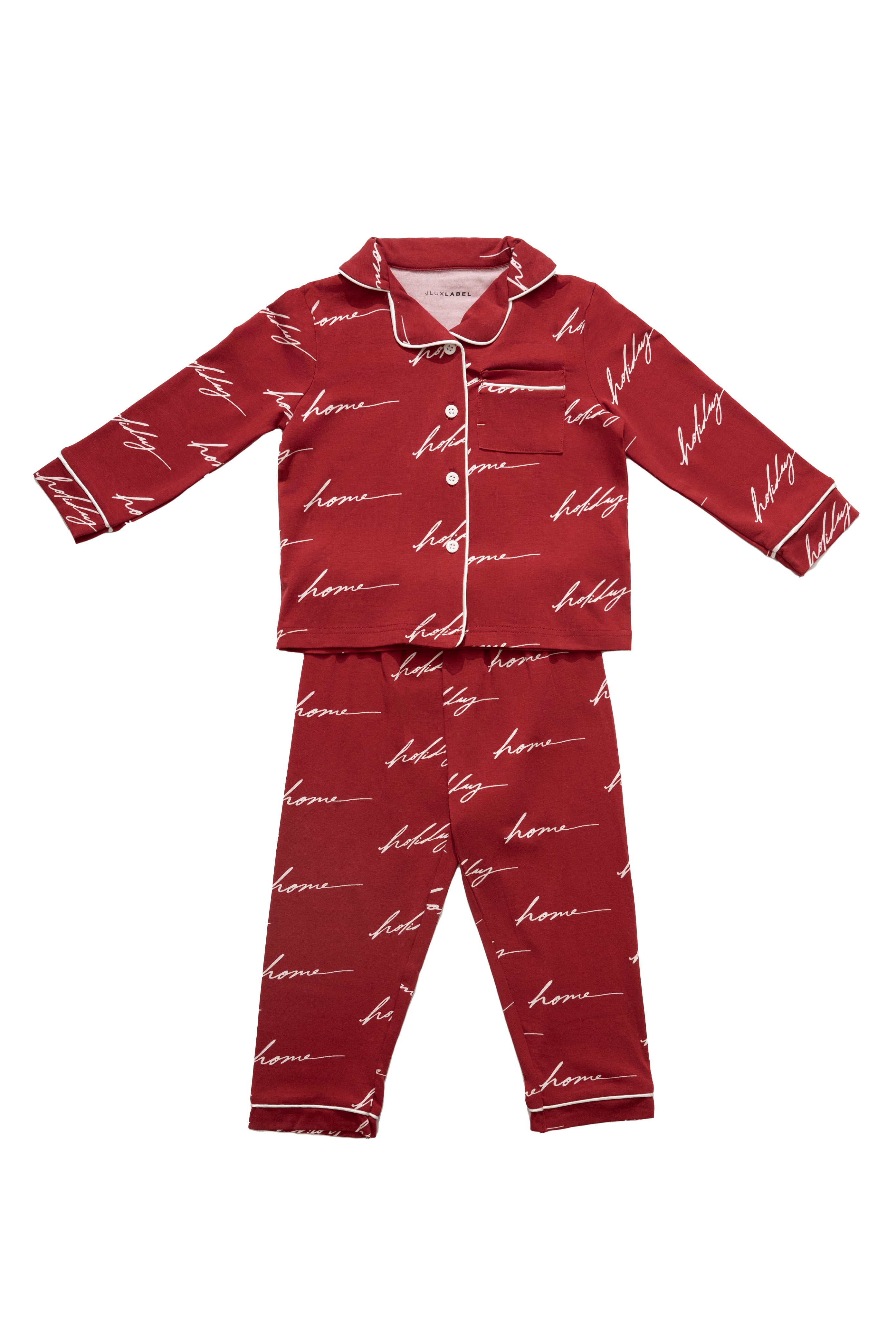 Merry Red Home For The Holidays Kids Pajama Set - JLUXLABEL