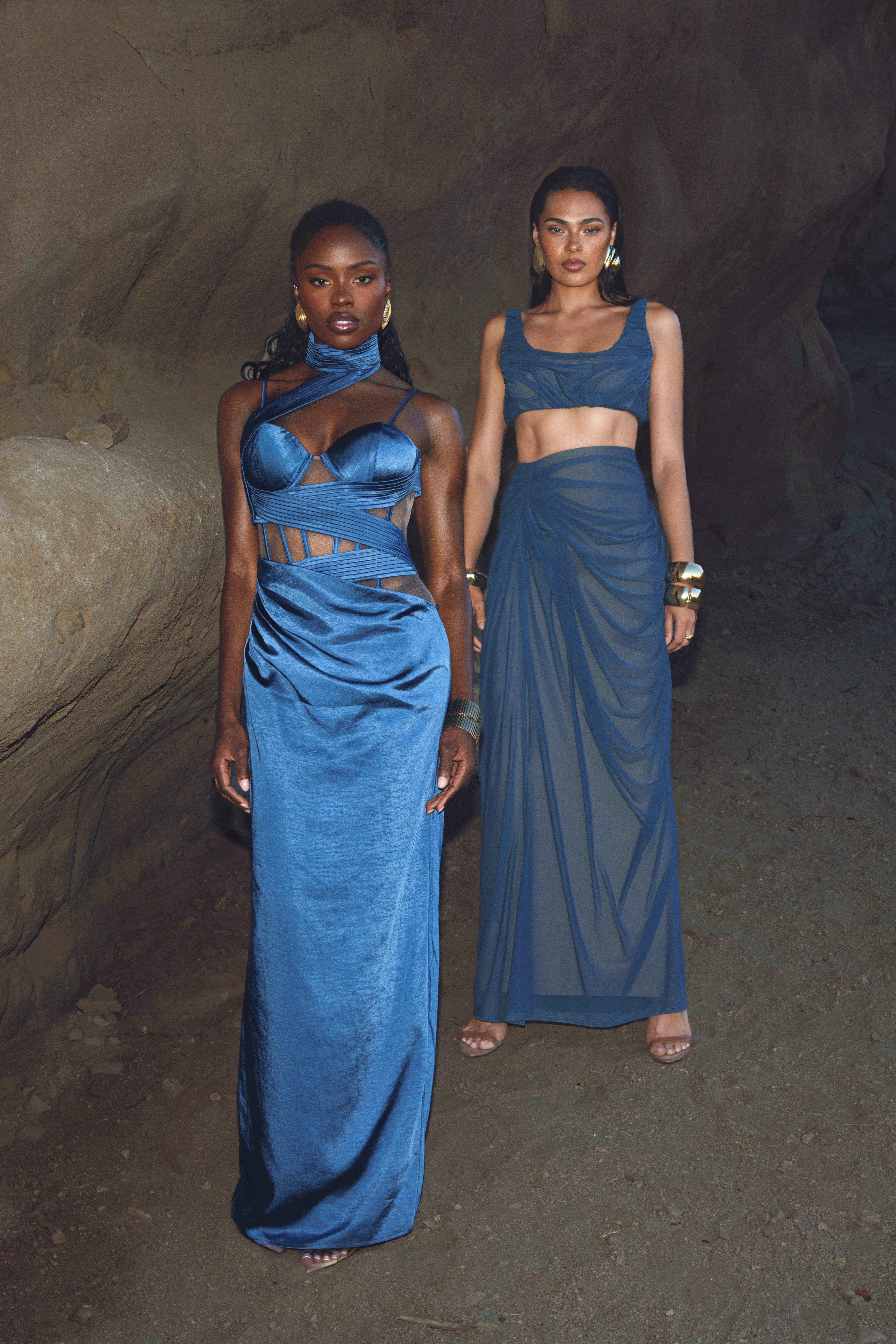 Blue Ethereal Flow Maxi Skirt from JLUXLABEL featuring lightweight, flowing fabric and a relaxed, elegant design.