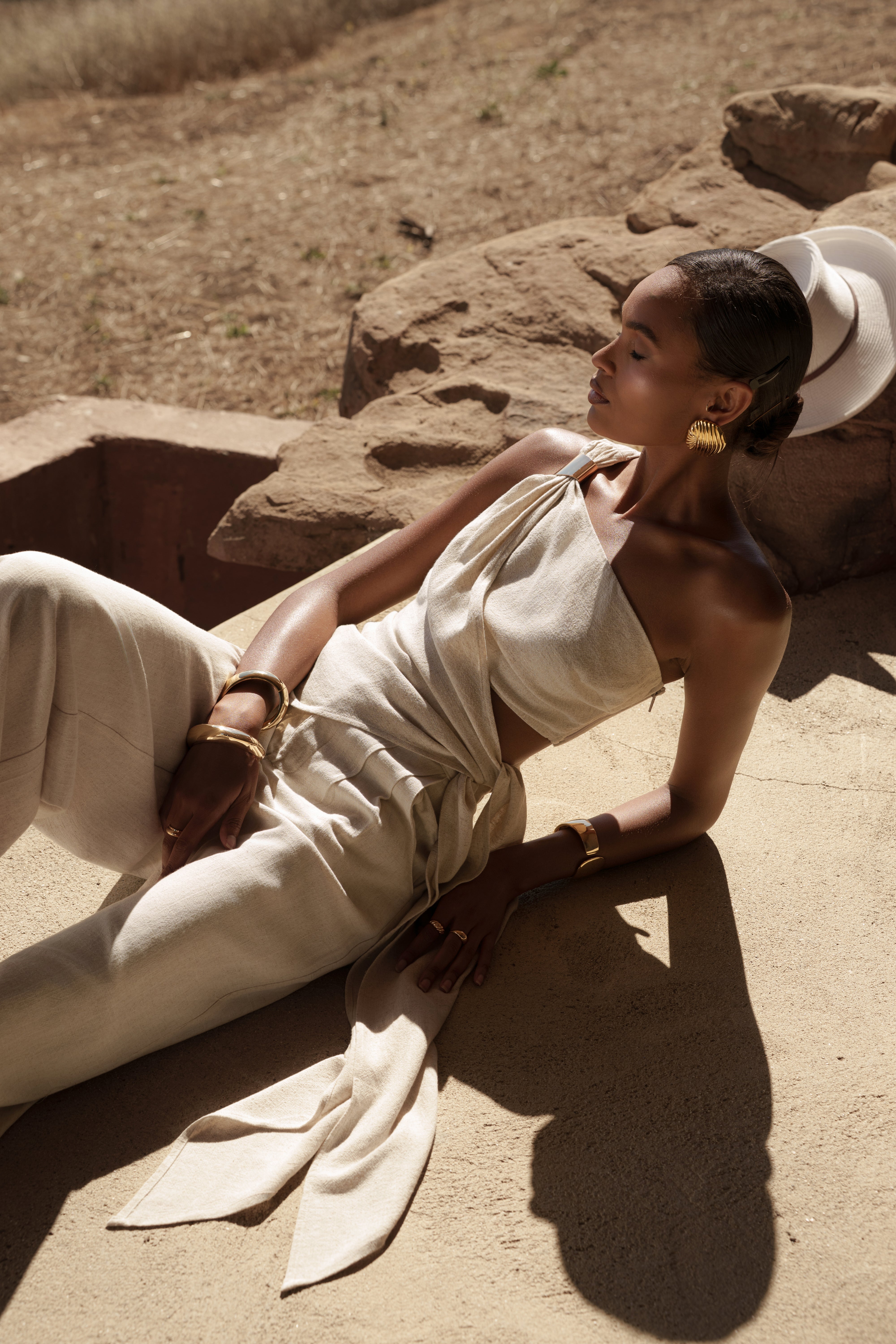 Beige Palmera One Shoulder Top