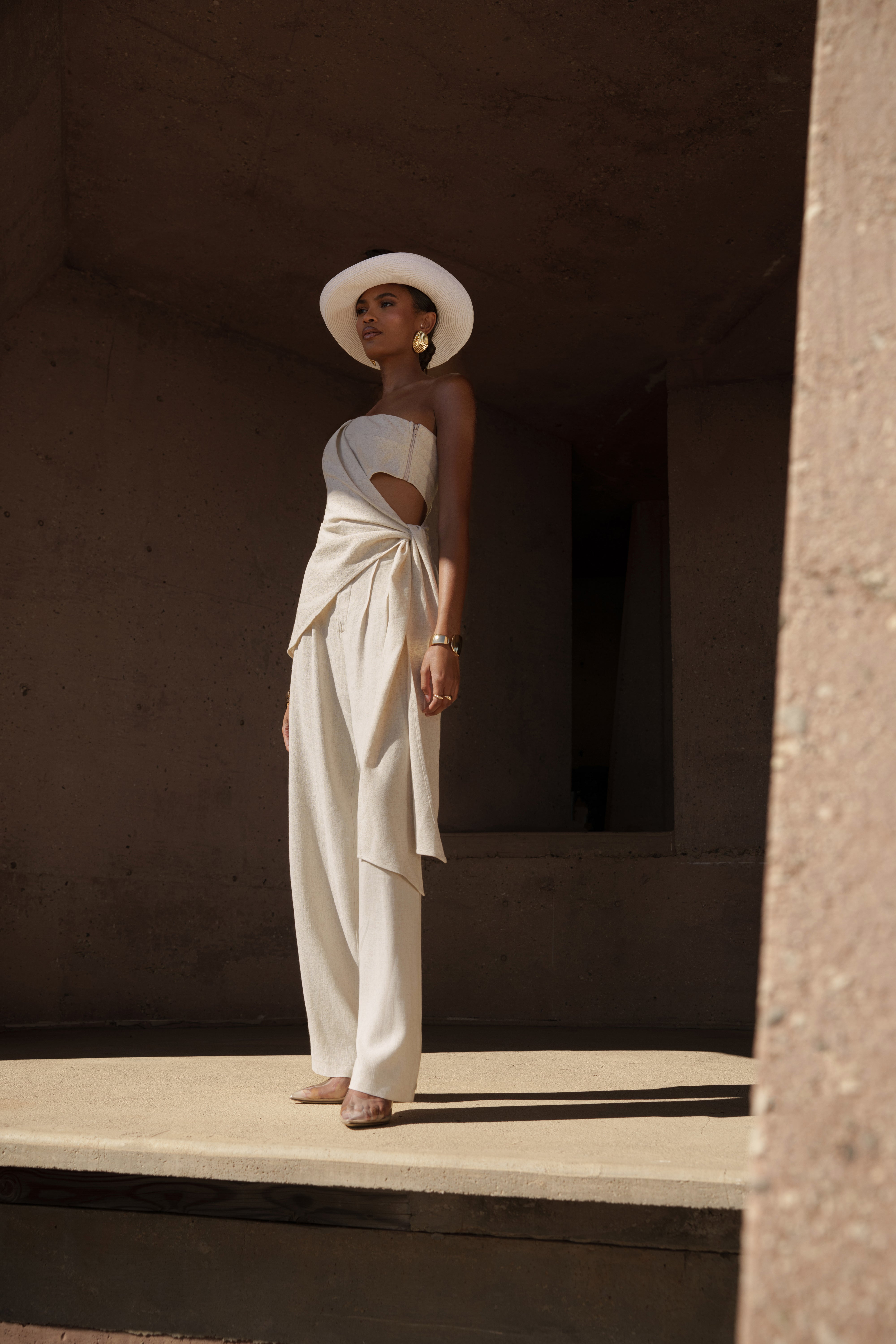 Natural Palmera One Shoulder Top - JLUXLABEL