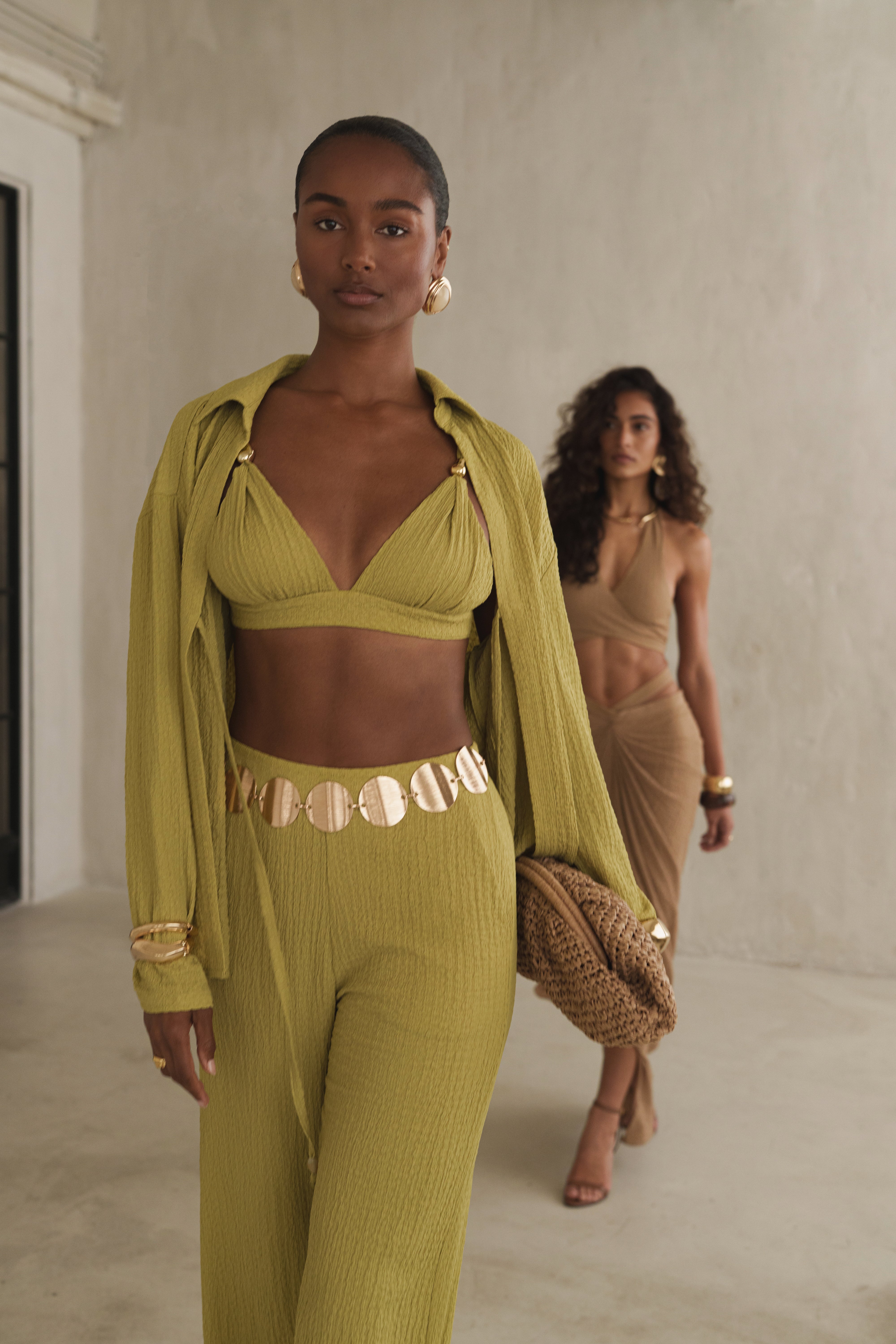 Lime Unwind Tie-Front Blouse