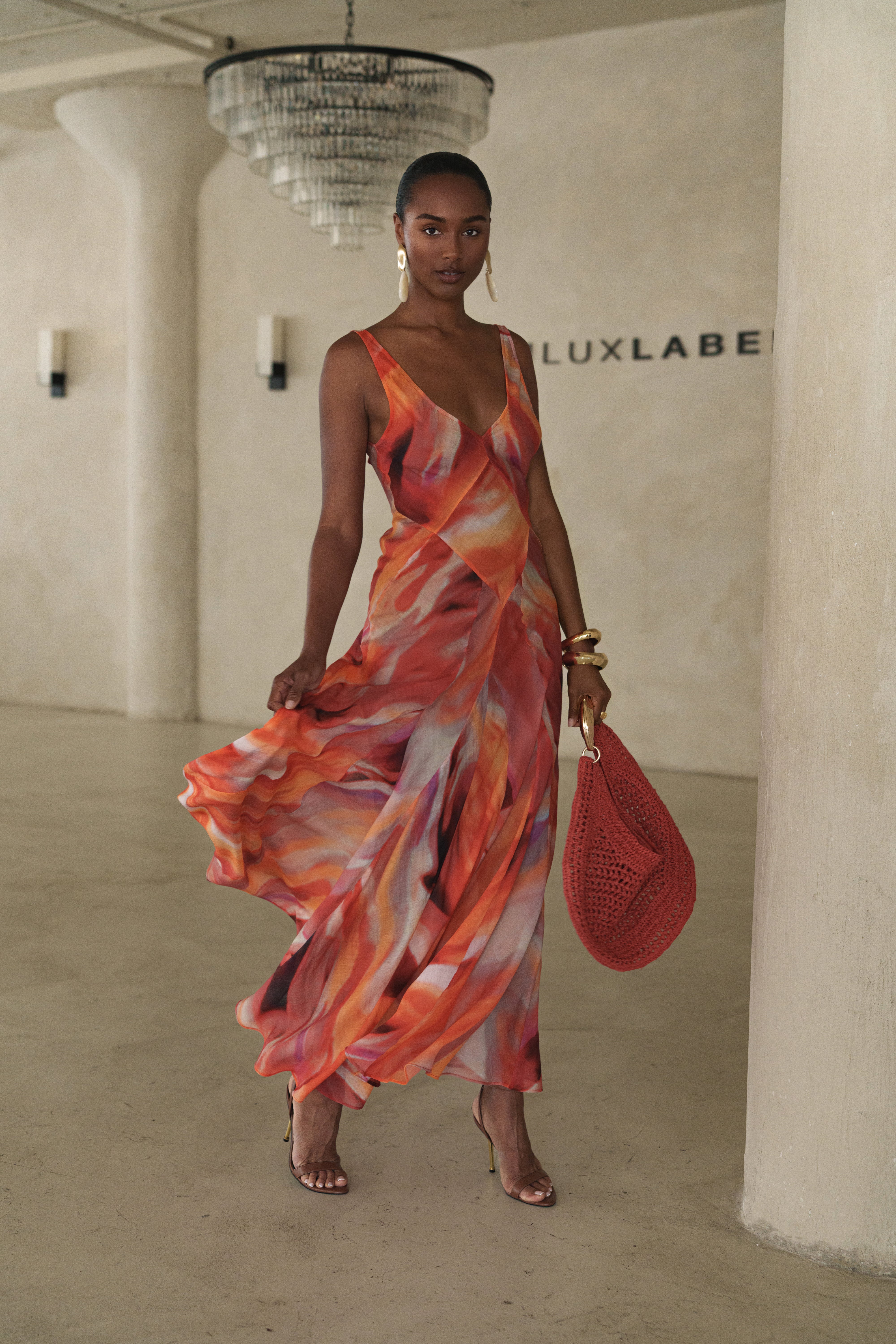 Red Prism Tide Maxi Dress - JLUXLABEL