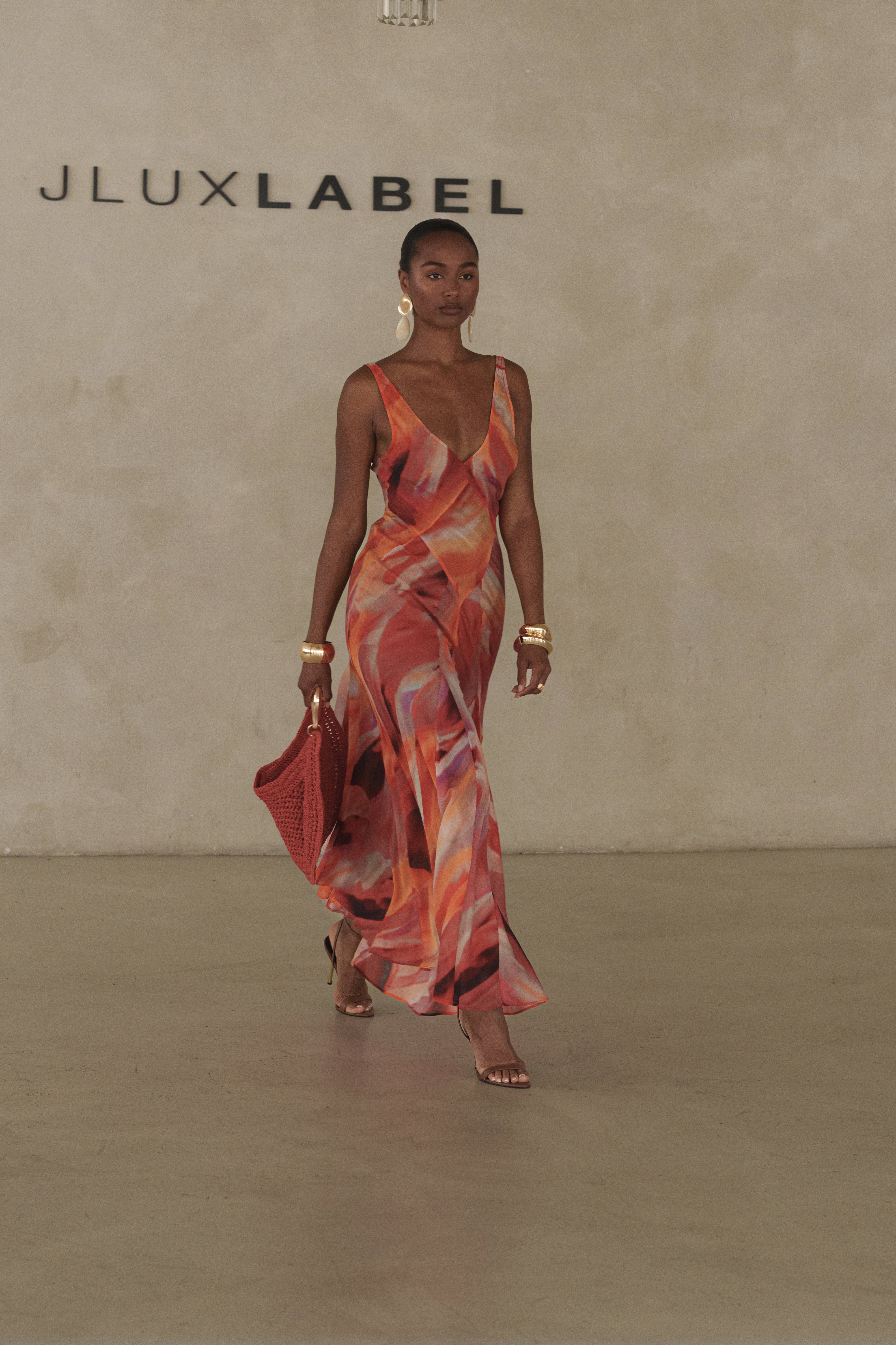 Red Prism Tide Maxi Dress - JLUXLABEL