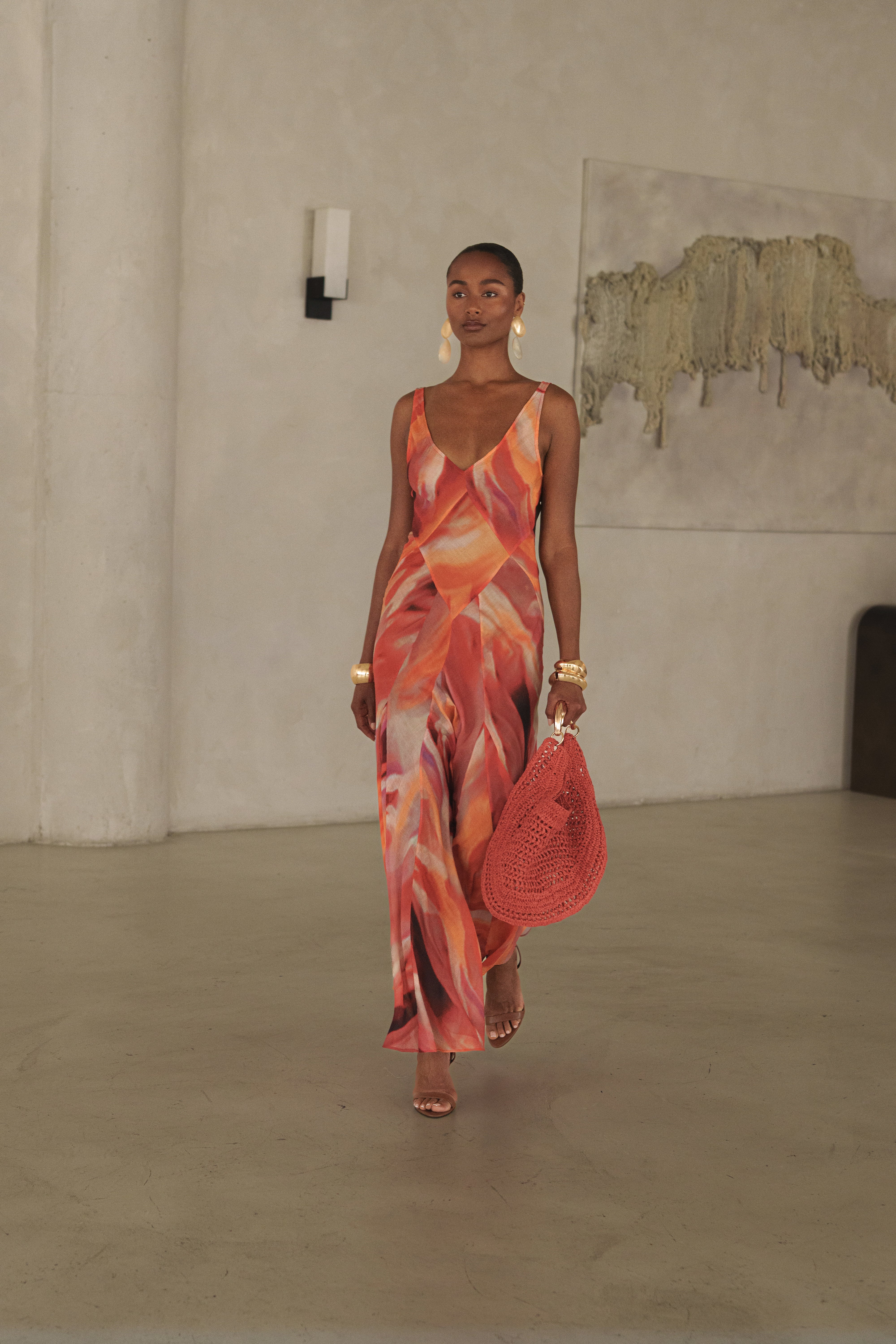 Red Prism Tide Maxi Dress - JLUXLABEL