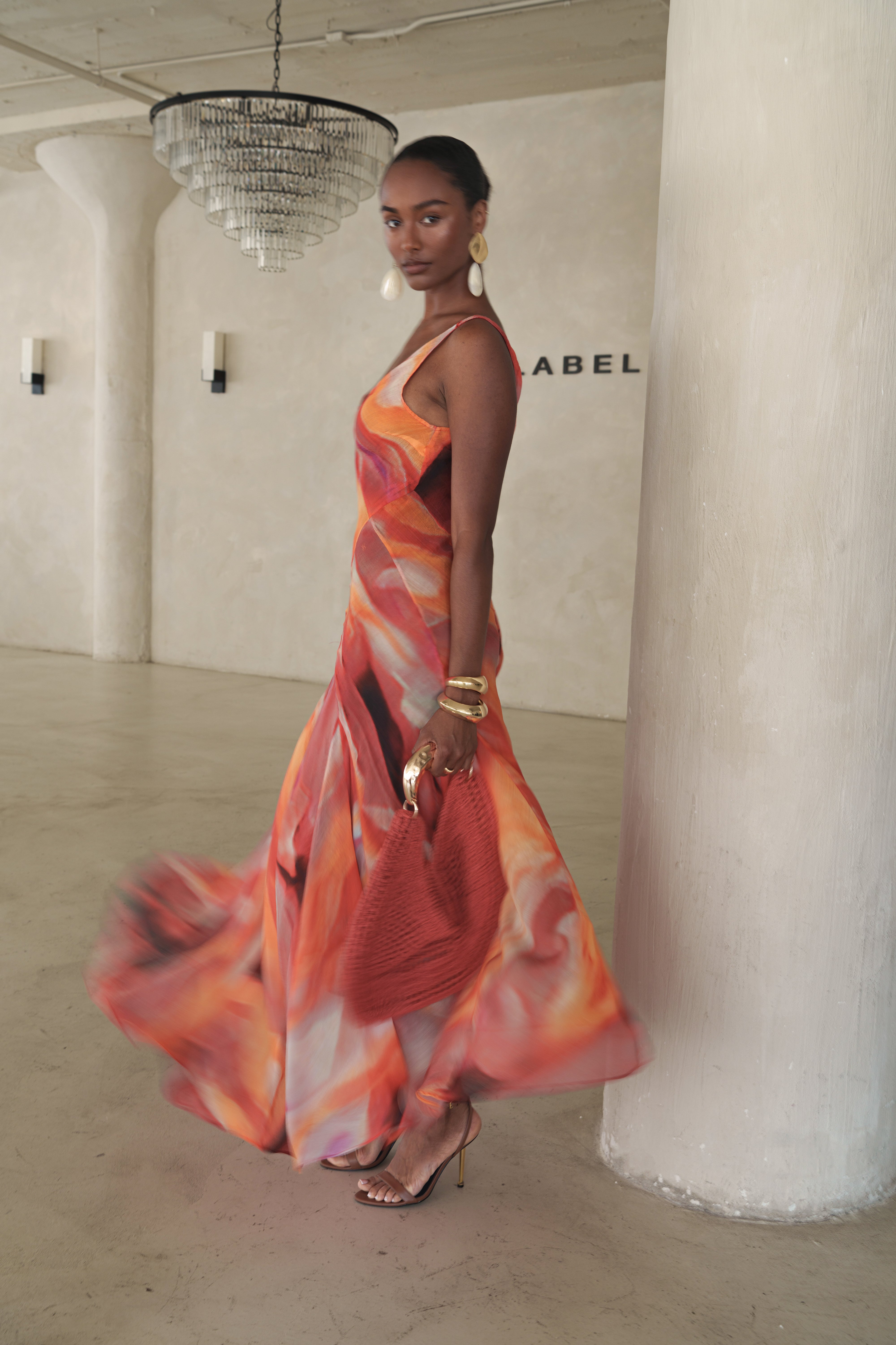 Red Prism Tide Maxi Dress - JLUXLABEL