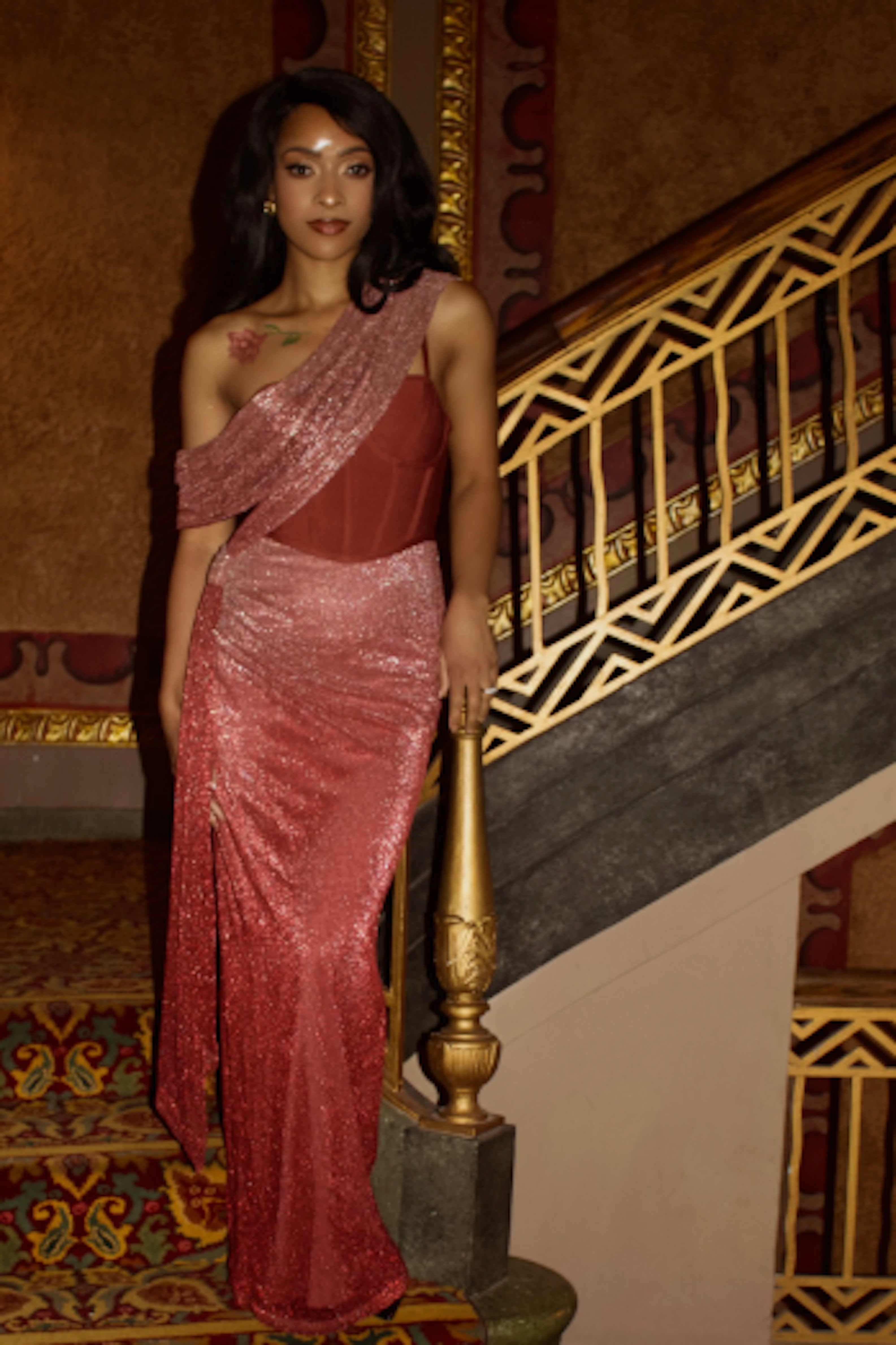 pink dusk celestina draped maxi dress Pink Dusk Shimmery Nights Maxi Dress