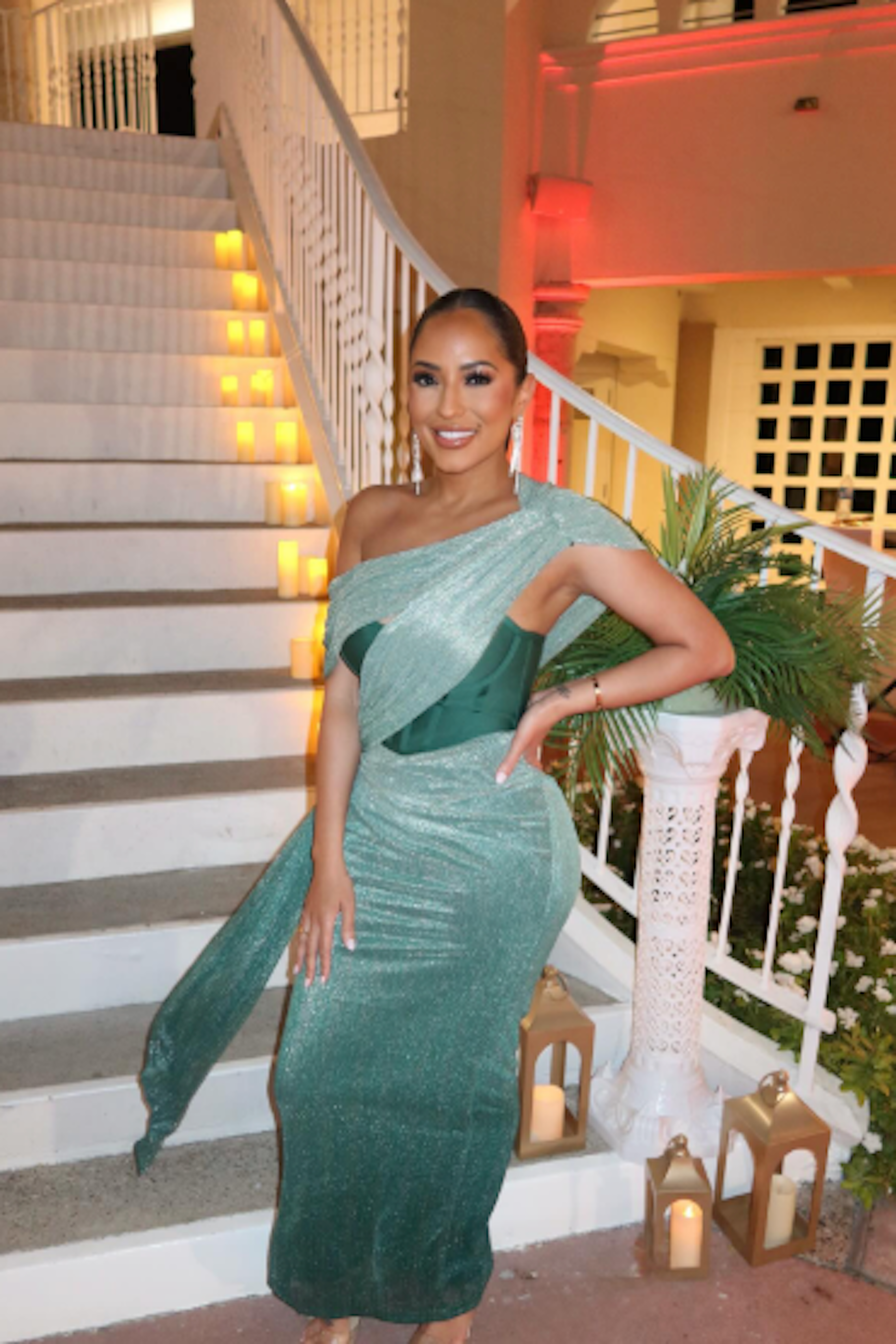 Green Celestina Draped Maxi Dress