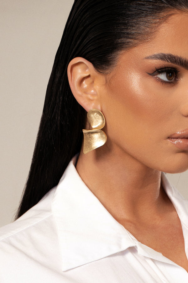 Gold Dawson Texture Earrings - JLUXLABEL