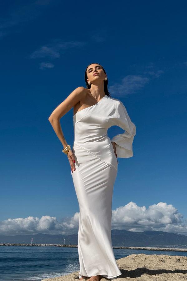 Ivory Femme Drape Maxi Dress