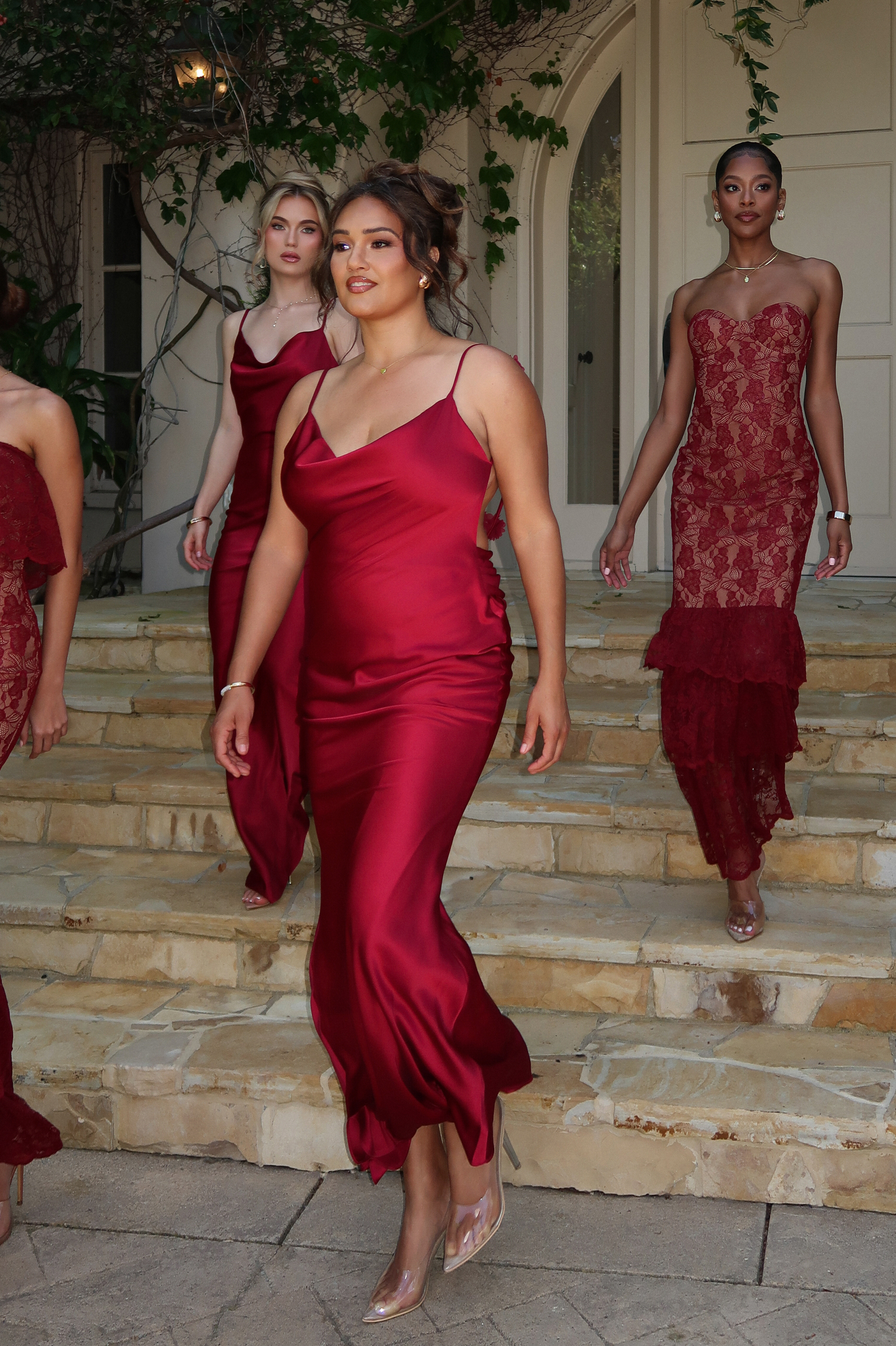 Red Down The Aisle Satin Gown - JLUXLABEL