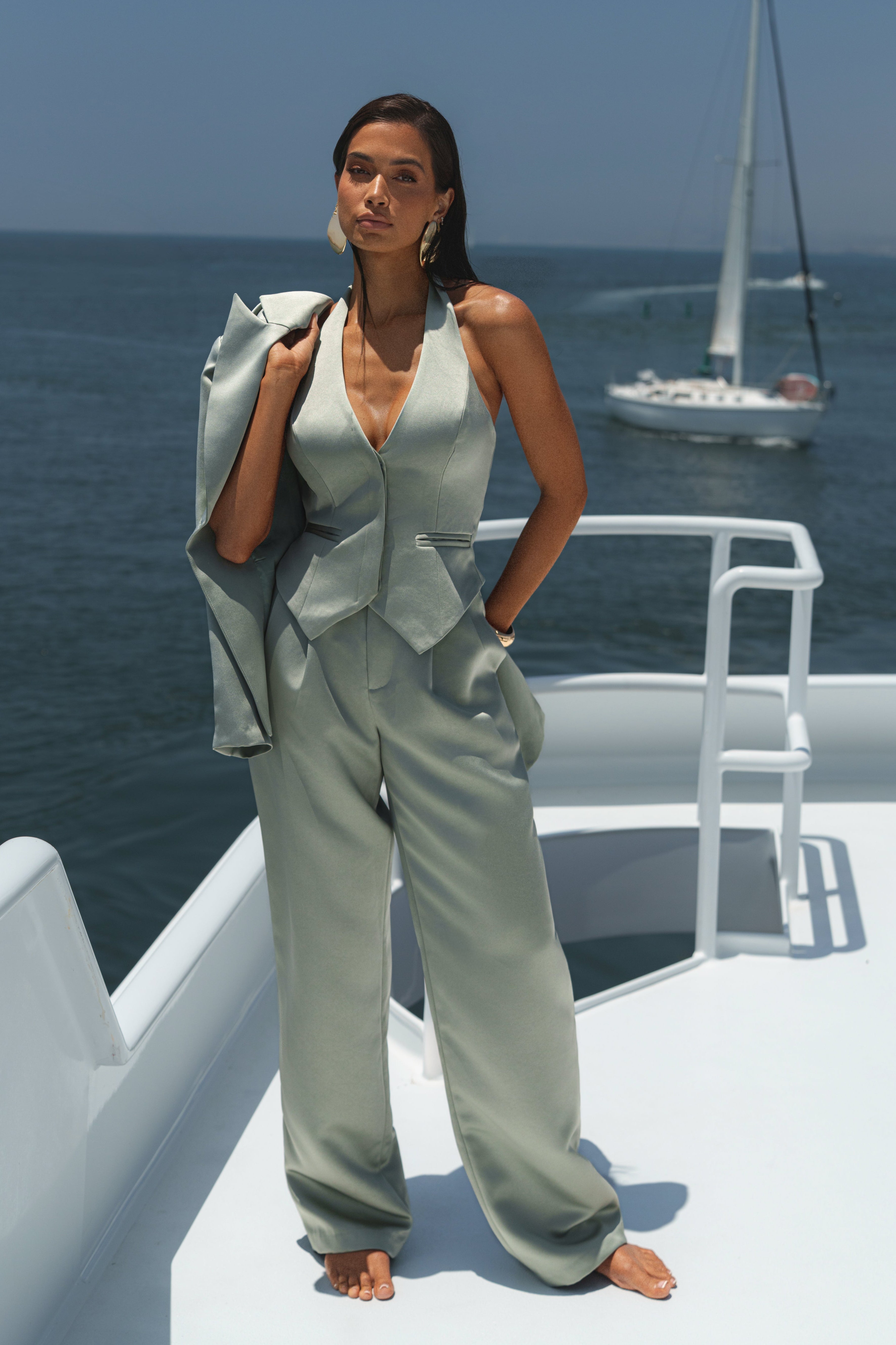 Sage Victoria Satin Blazer