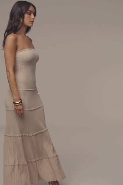 Cream Vienna Strapless Maxi Dress