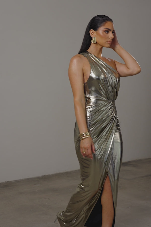 Gold Lavina Metallic Maxi Dress