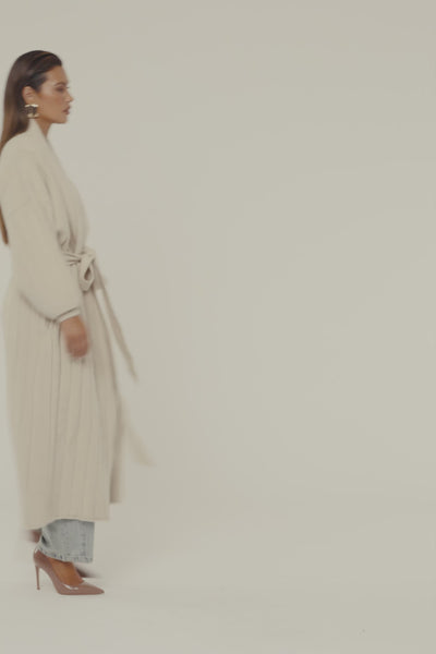 Stone Oversize Ribbed Cardigan