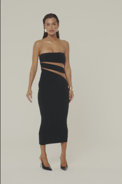 Black Unpredictable Midi Dress