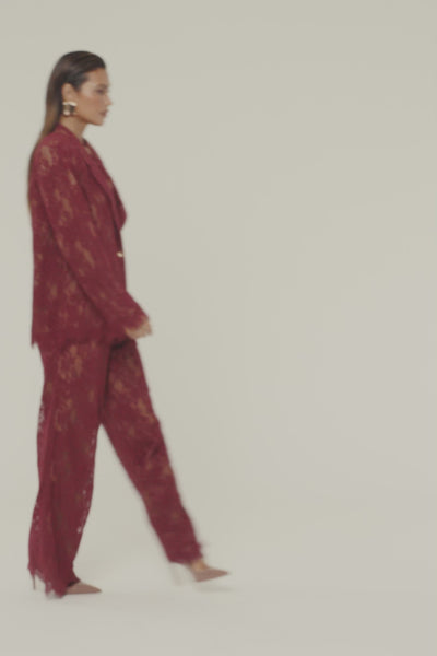 Burgundy Lace And Desire Blazer
