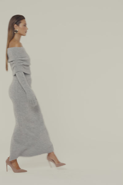 Heather Grey Raven Knit Skirt Set