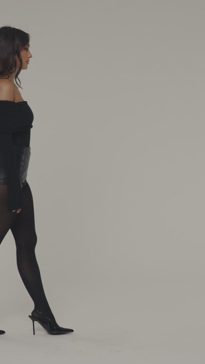 Black Front Row PU Leather Short