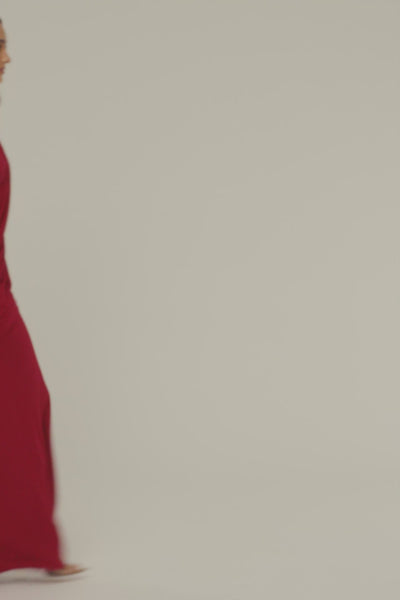 Red Draped Elegance Cape Dress