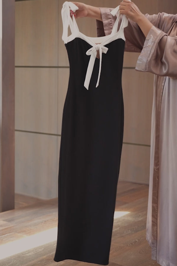 Black/Beige Clarice Reversible Maxi Dress