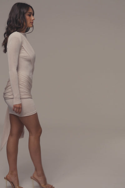 Ivory Moments Draped Mini Dress