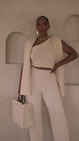 Ivory Back In Business Knit Trousers
