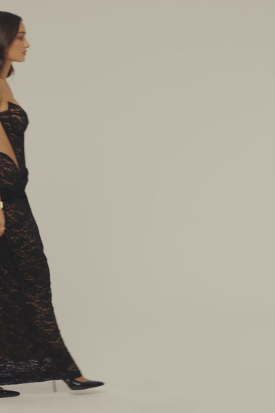 Black Main Event Lace Corset Dress