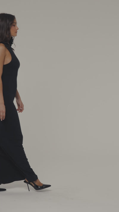 Black Classic Turtleneck Maxi Dress