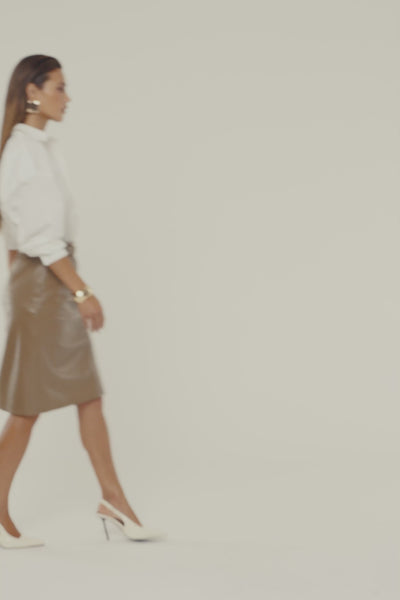 Taupe Belted Gia Midi Skirt