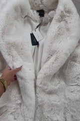 Ivory Refined Faux Fur Oversized Coat