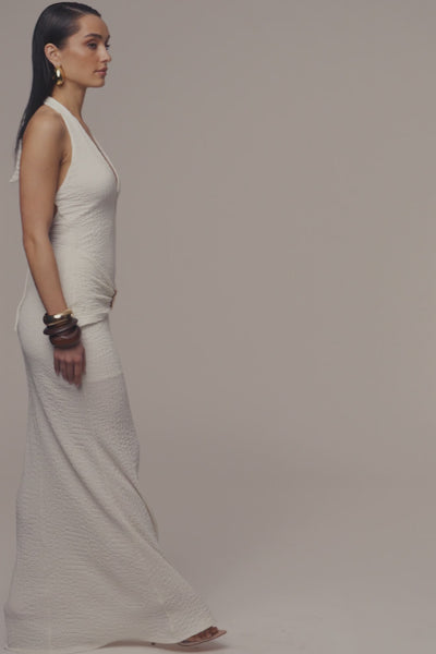 Ivory Sunset Dream Halter Maxi Dress