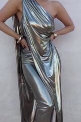 Gold Pristine Draped Maxi Dress