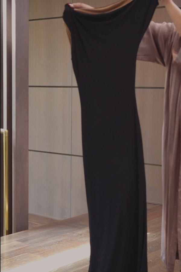 Black/Brown Classic Elegance Reversible Maxi Dress