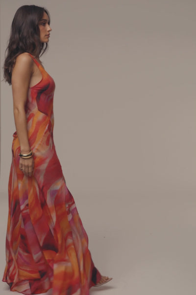 Red Prism Tide Maxi Dress