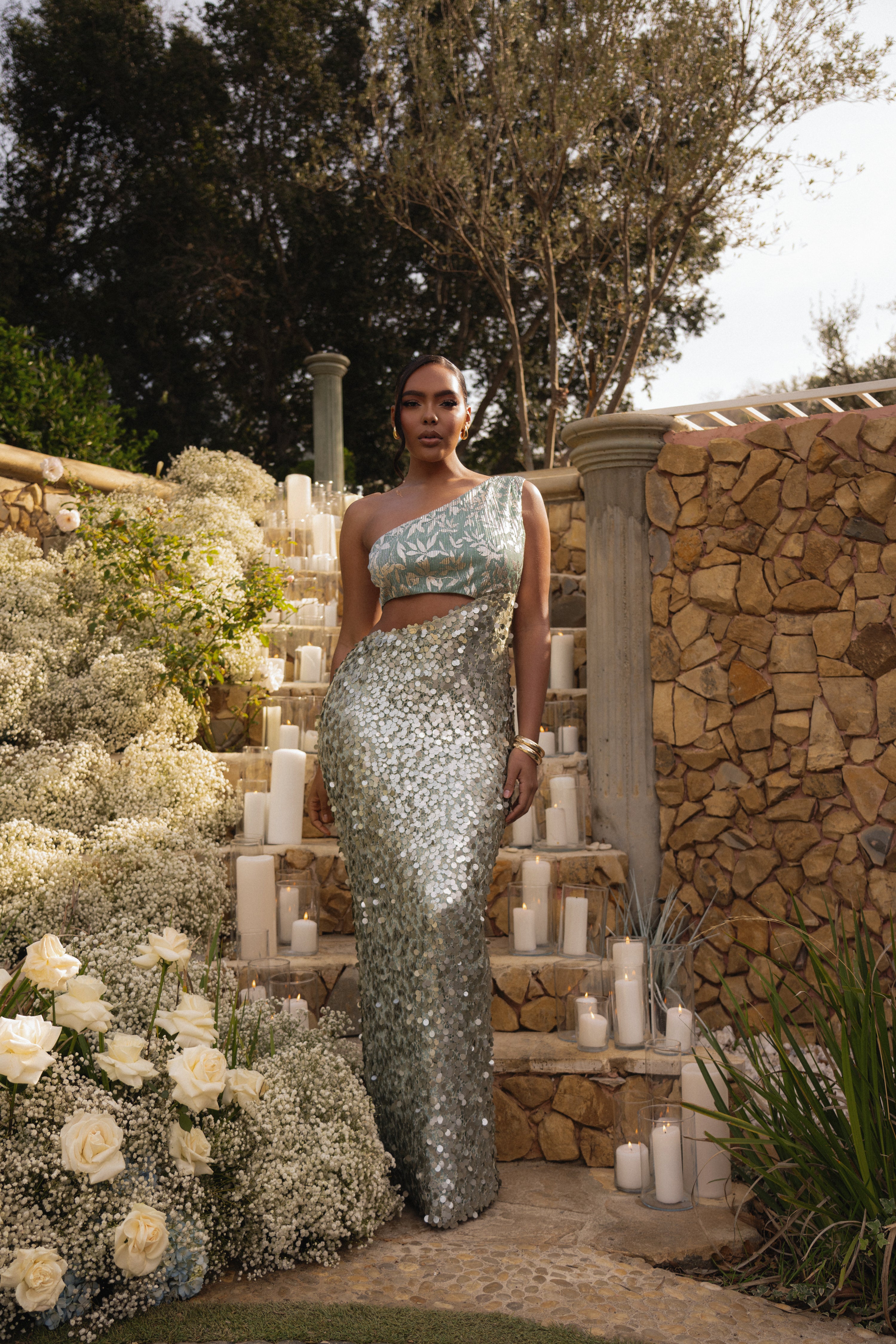 Sage Abbie One Shoulder Maxi Dress - JLUXLABEL