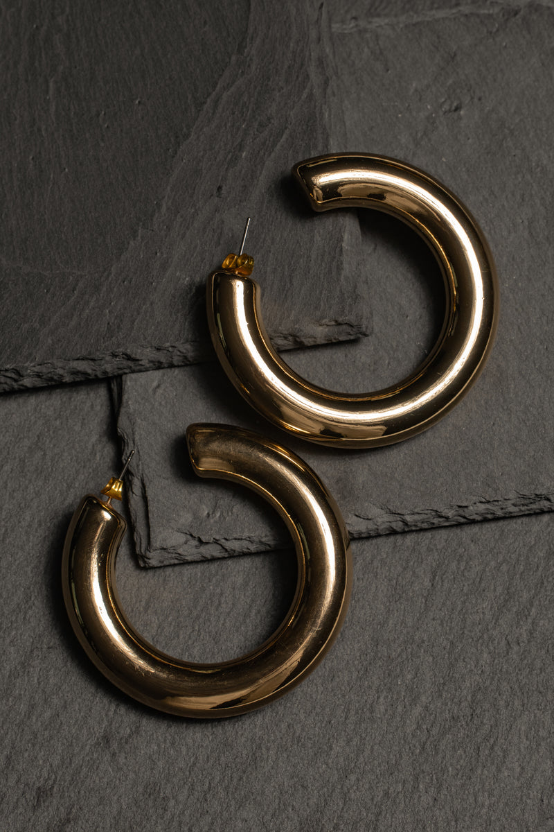 Gold Cinema Hoop Earrings - JLUXLABEL - Jewelry