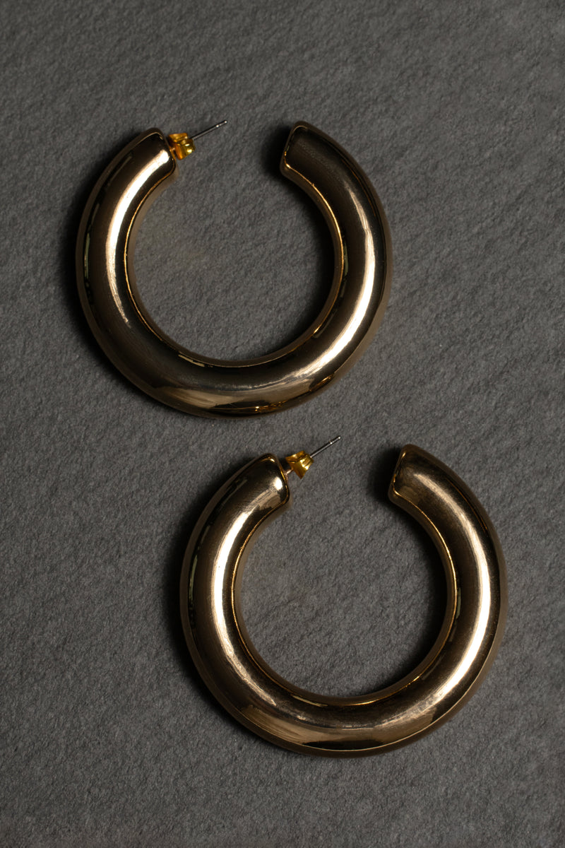 Gold Cinema Hoop Earrings - JLUXLABEL - Jewelry