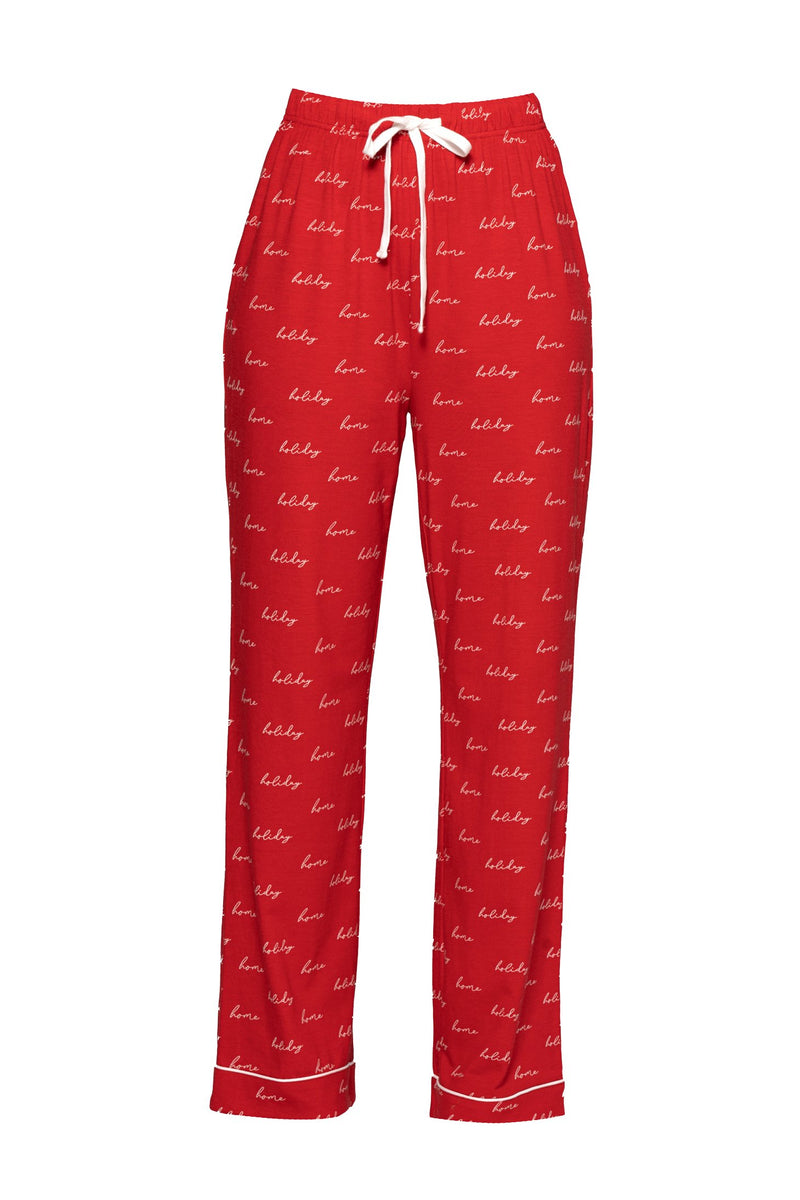 Red/White Home For The Holiday Adult Pajama Set - JLUXLABEL