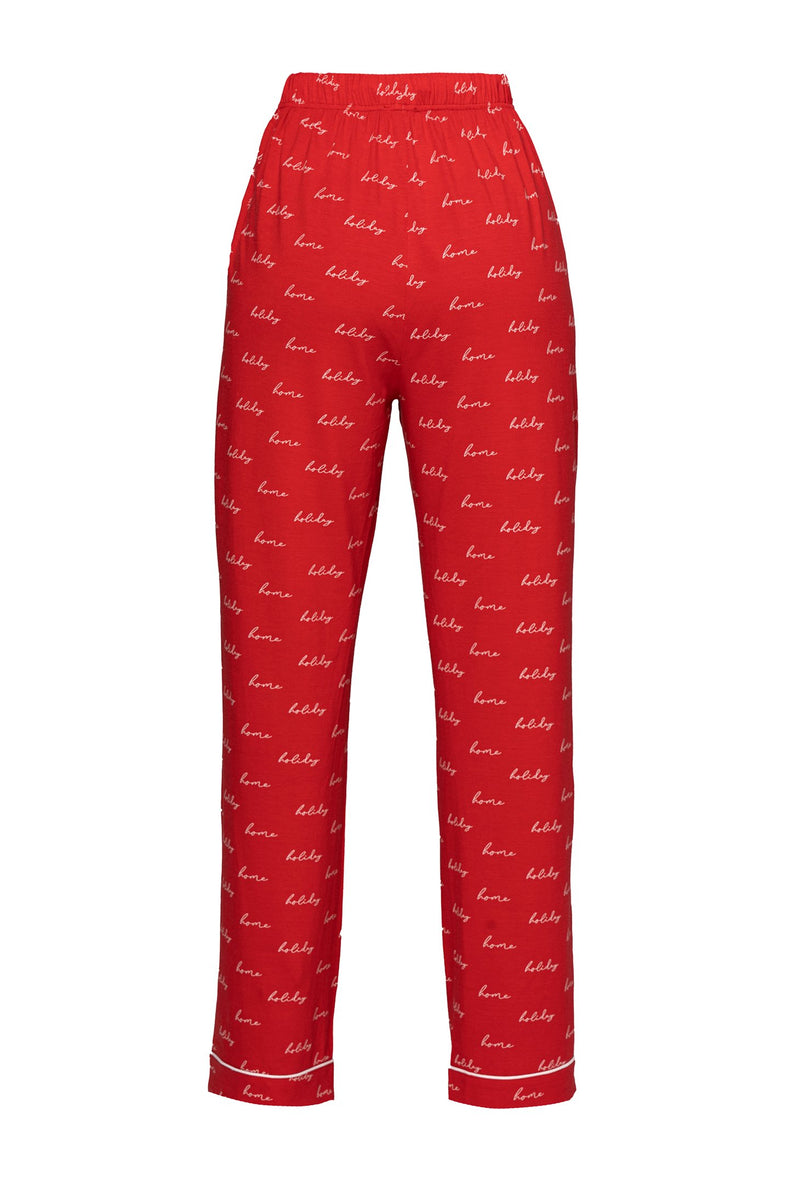 Red/White Home For The Holiday Adult Pajama Set - JLUXLABEL