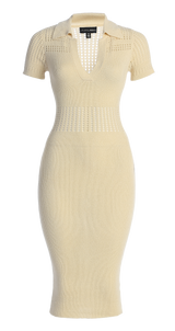 Buttercream Venice Collared Midi Dress - JLUXLABEL - Crochet