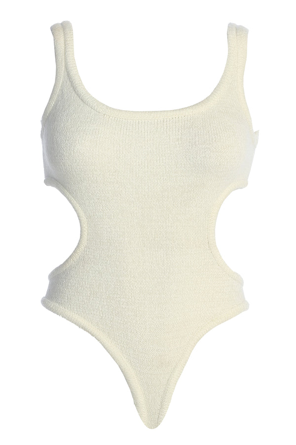 White Sunset Cut Out Bodysuit - JLUXLABEL - Crochet