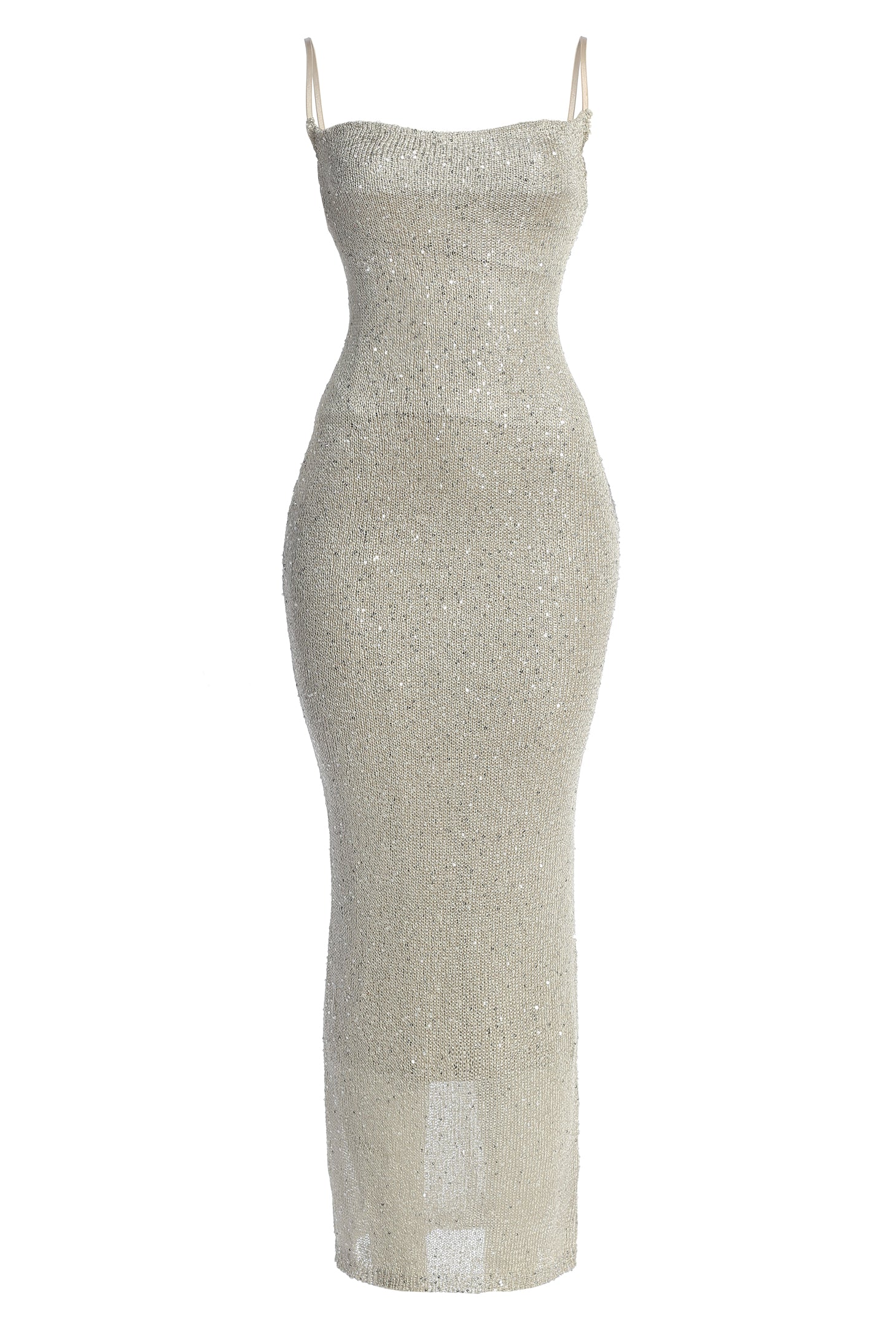 Beige Noemie Sequin Maxi Dress | JLUXLABEL