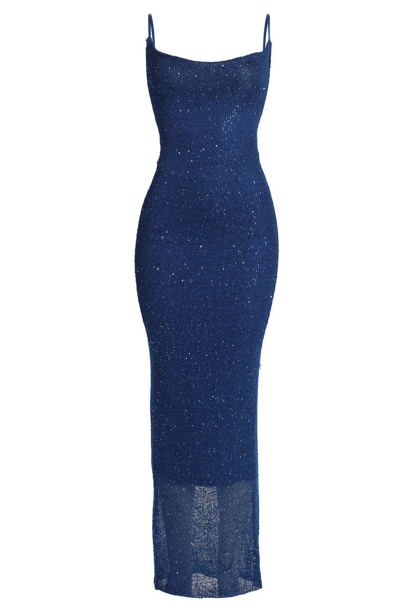 Blue Noemie Sequin Maxi Dress - JLUXLABEL - Crochet