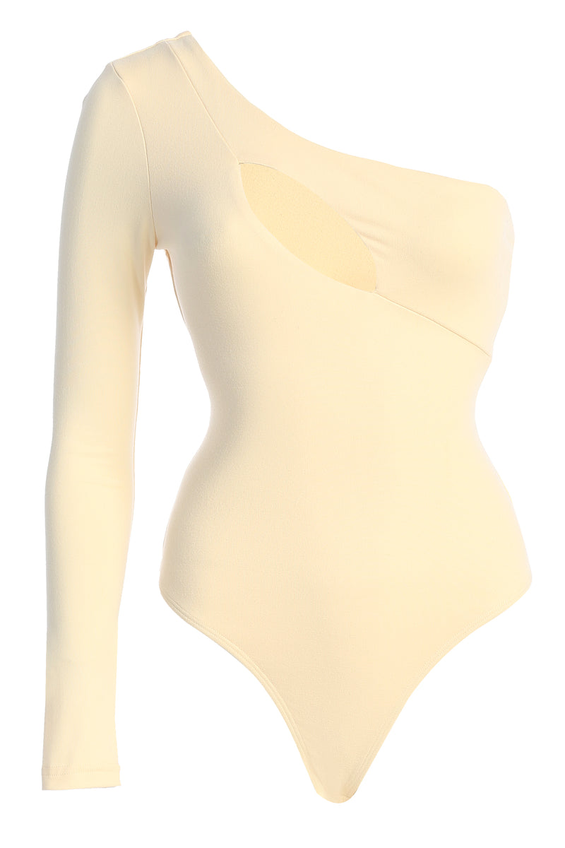 Denim/White Deana Ribbed Bodysuit