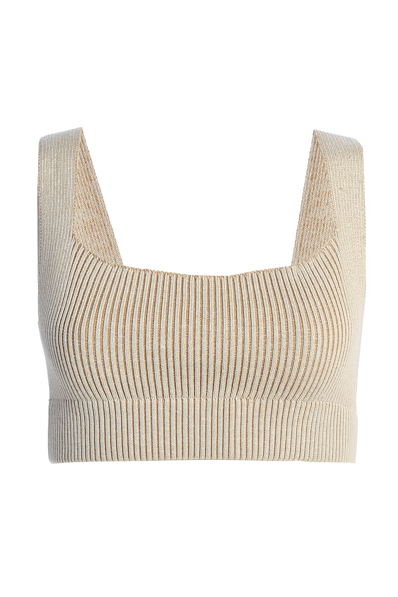 Taupe/White Jodie Ribbed Top - JLUXLABEL